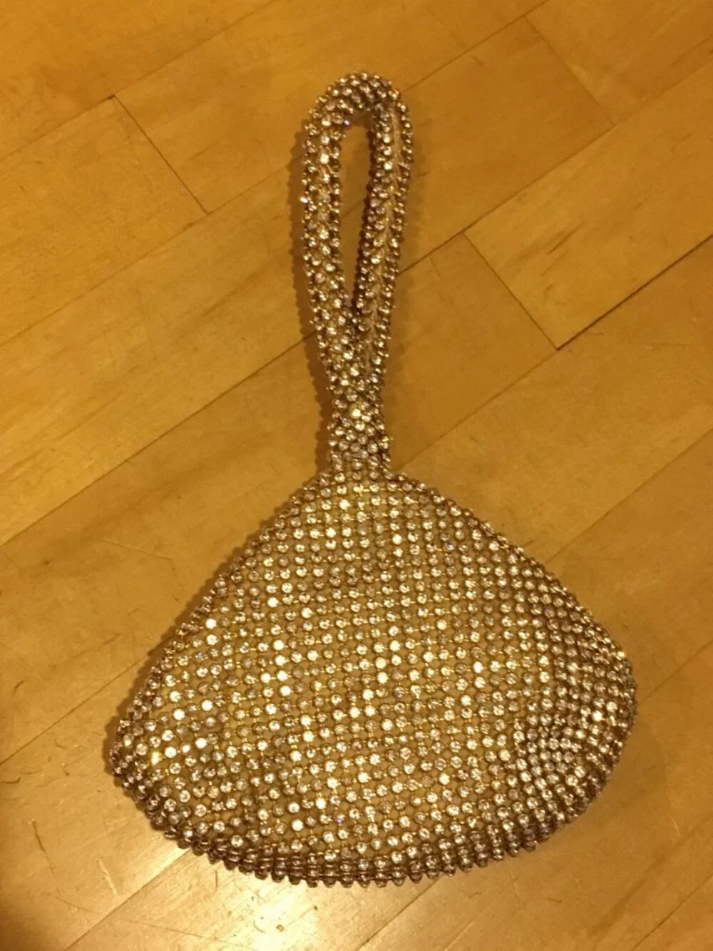 Elegant Gold Rhinestone Evening wrist Bag
